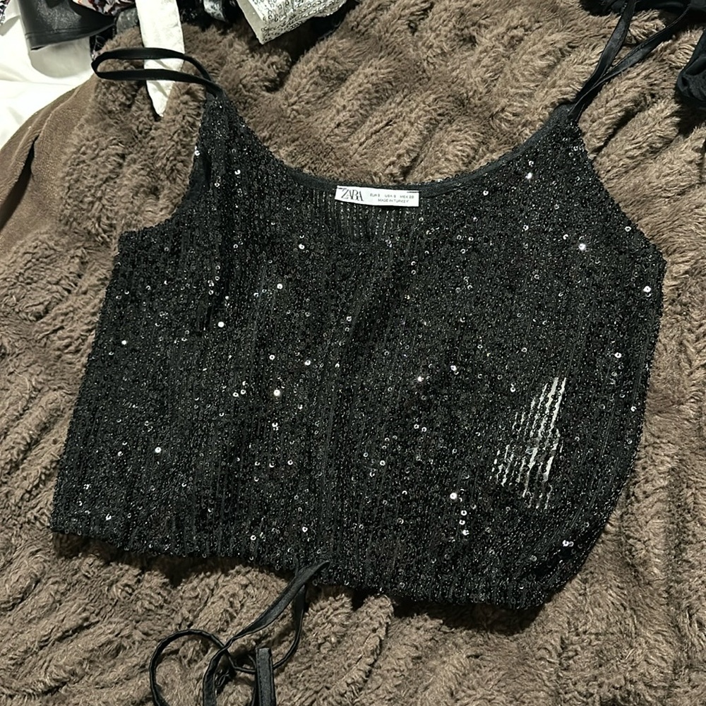 Sequin tank top black